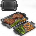 Grill topper: Set Of 2 Outdoor Grill Pans - Grill Trays with Hole Nonstick - BBQ Grilling Baskets for Outdoor Camping, Suitable for Vegetable Meat (2pcs) by Kitchenitemsforbeauty