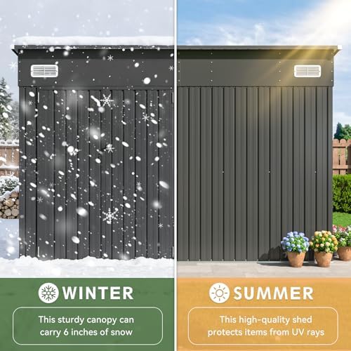 Aoxun 9.4'x7.3' Triple Door Shed Outdoor Storage Shed Black - Image 4