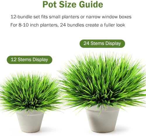 24 Bundles Fake Plants Outdoor Artificial Grass Decoration UV Resistant Faux Greenery Stems Bushes Monkey Grass for Outside Farmhouse Planters Patio Porch Window Box Pathway Garden Home Decor - Image 2