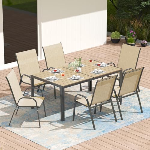 PIZZELLO 7-Piece Outdoor Dining Set w/ 60" Outdoor Table and 6 Chairs by PIZZELLO