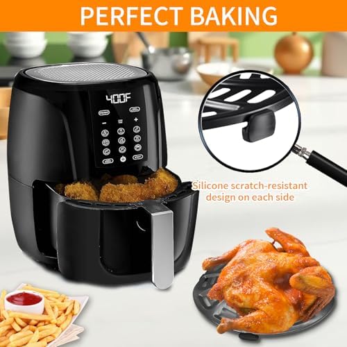 GWY Air Fryer Grill Pan for Gourmia GAF536 GAF556 GAF566 5QT Air Fryer, 8.8''×8.4'' Nonstick Air Fryer Replacement Tray Parts Rack Basket Accessories Grill Plate Crisper Plate with Rubber Bumpers - Image 7