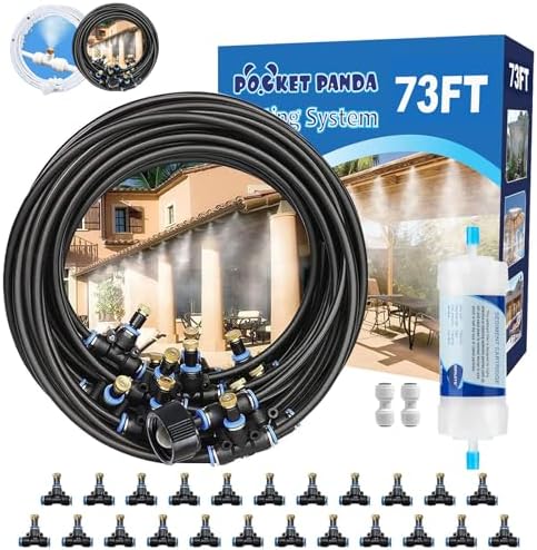 Misters for Outside Patio, Outdoor Misting Cooling System w Filter,75FT|23M by POCKETPANDA