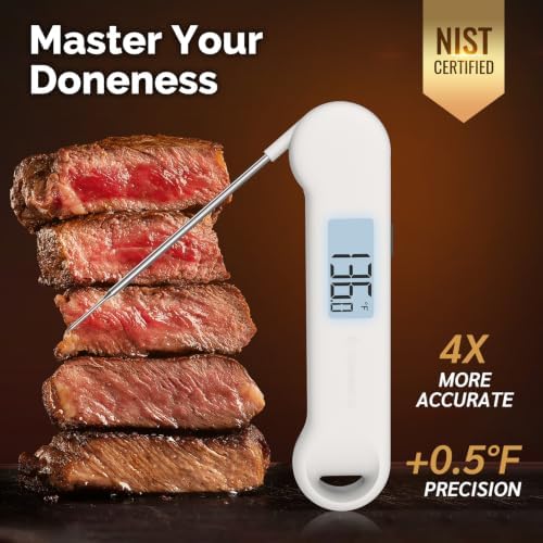 0.5 Sec Instant Read Meat Thermometer Digital for Outdoor Fryer, White - Image 3