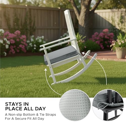Outdoor Chair Cushions, Set of 4, 22 x 22 Inch, Dark Grey - Image 5