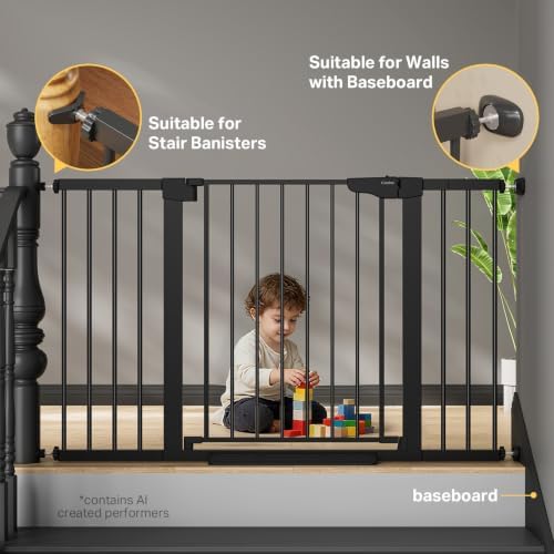 Cumbor 2-Pack 29.7-51.5 in Extra Wide Baby Gate for Stairs, Dog Gate Black - Image 6
