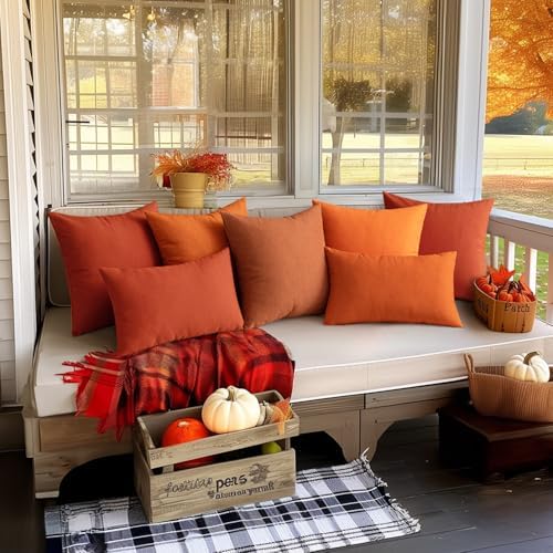 MIULEE Decorative Outdoor Pillow Covers Fall Euro 24x24 Burnt Orange - Image 4