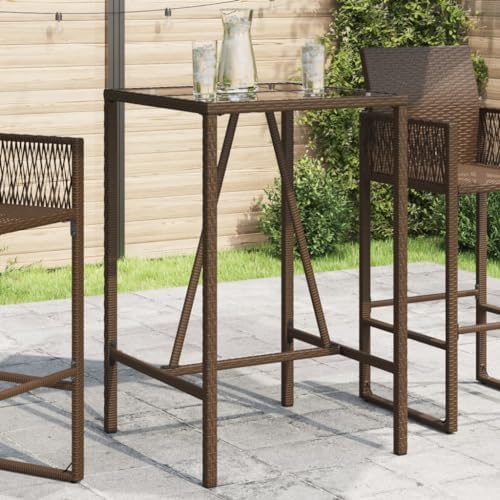 Outdoor Bar Table Brown and Black Versatile Garden Table Outdoor Dining Patio Terrace Backyard Eating Garden Dining Furniture Patio Al Fresco Meal for Poolside by SKTQYQO