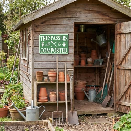 BHOKEM Funny Garden Sign Trespassers Will Be Composted Tin Sign 8x12 INCH - Image 6