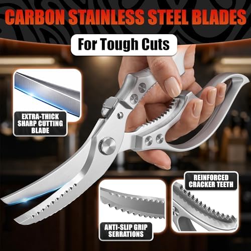 Stainless Steel Poultry Shears, Hardened Blades, Safety Lock - Image 4