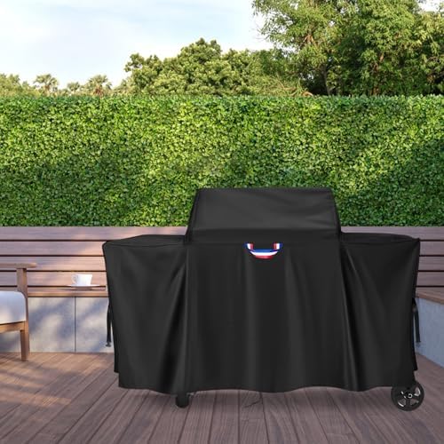 Grill Cover for Traeger Woodridge Pro/Elite Grills, Outdoor Waterproof BBQ Smoker Cover with Top Handles & Adjustable Straps, Pellet Grill Heavy Duty Accessory- 69x28x47 in, Black - Image 7