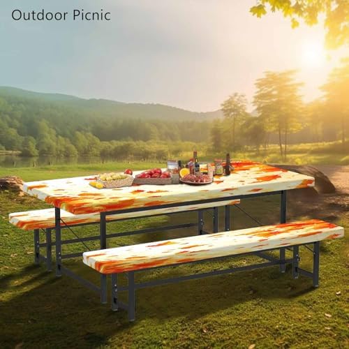 CAPSCEOLL Fitted Picnic Table Cover with Bench Covers 6ft - Fall Maple - Image 6