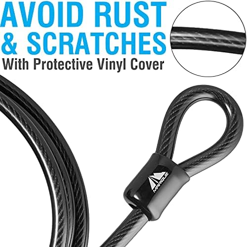 MARQUE Security Steel Cable - 3/8 inch (10 mm) Thick (4', 7', 15', 20' or 30') Vinyl Coated Braided Steel Cable with Double Sealed Looped Ends for U-Lock, Padlock, Disc Lock (4 FT) - Image 3