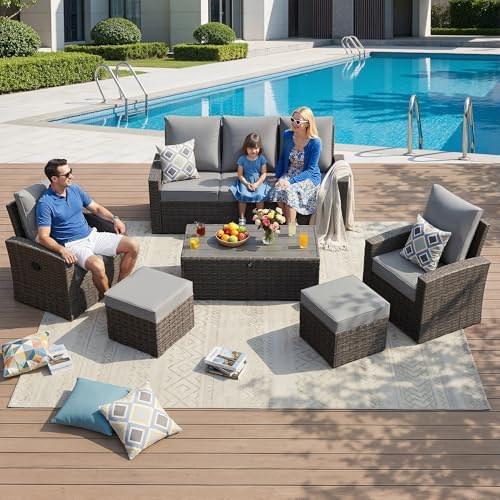 Outdoor Patio Furniture Set, 6 Pcs Wicker Patio Conversation Sets - Image 3