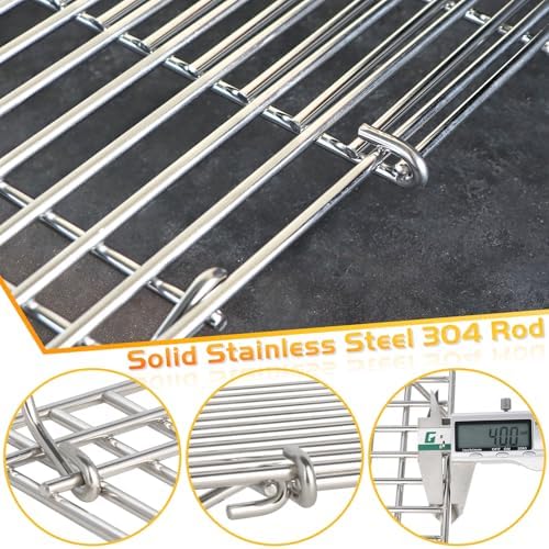 Grill Rack for Blackstone Griddle Warming Grid Taco Hot Dog Racks Upper Shelf for Weber Pit Boss Nexgrill Tabletop Flat Top BBQ Cooking Grilling Parts Stainless Steel Adjustable Warm Grates - Image 3
