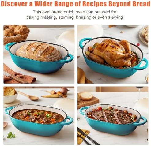 5 QT Enameled Cast Iron Sourdough Bread Oven, Loaf Pan with Lid - Image 6