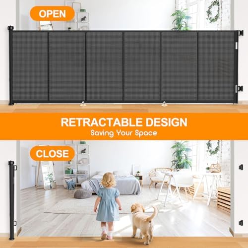 EZIGO 120 Inch Retractable Baby Gates, 41 Inch Extra Tall Retractable Gate - Image 6