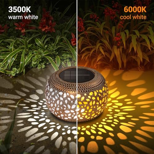 Solar Lanterns Outdoor Waterproof, 4 Pack Flower Petal Solar Garden Lights with 2 Lighting Colors, Vintage Metal Outdoor Patio Garden Decor - Unique Gifts for Women Mom Sisters Birthday - Image 2