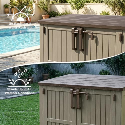 Outdoor Storage Box & Cabinet 36 Cu Ft, Patio Storage Box, Brown - Image 3