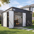 8'x10' Lean to Shed Metal Storage Shed with Floor,Triple Door by Breezestival