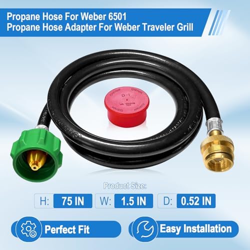 6 FT Propane Adapter Hose for Weber Travelev Grill, for Weber Q Series,for Coleman Stoves,for Blackstone 17" 22" Tabletop Griddle,for Char-Broil Portable Grills-Converts 1 lb to 20 lb Cylinders. - Image 3
