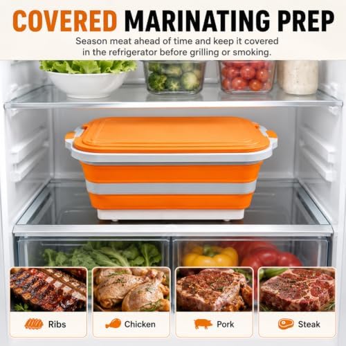BBQ Prep Tub, 30L Orange XX-Large Grill Prep Station for Cooking - Image 3