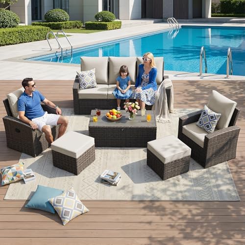 Outdoor Patio Furniture Set, 6 Pcs Wicker Patio Conversation Sets - Image 3