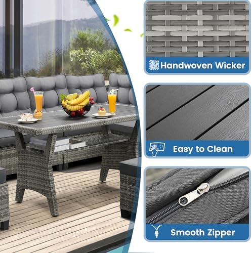KROFEM 6 Piece Patio Furniture Set, Dining and Conversation Set - Image 2