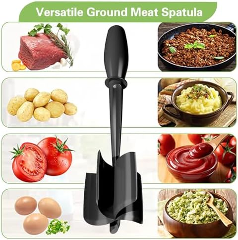 Meat Chopper, 5 Curve Blades Ground Beef Smasher, Heat Resistant Hamburger Smasher Tool, Nylon Potato Masher Utensil, Ground Meat Chopper, Meat Separator Tool for Hamburger, Non Stick Mix Chopper - Image 3