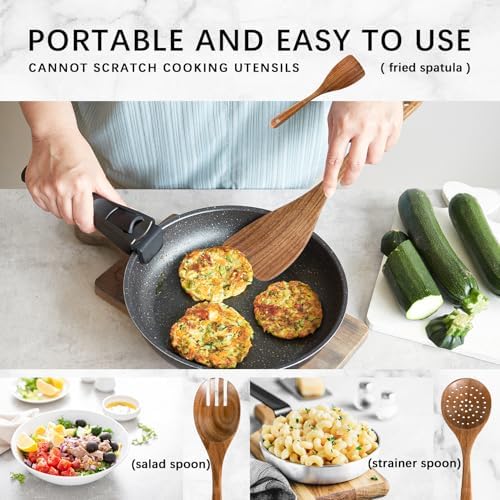 Wooden Spoons for Cooking, 4-Piece Acacia Wood Cooking Utensil Set - Image 5