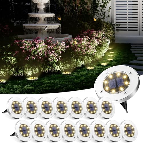 SOLPEX Solar Ground Lights Outdoor, Garden Lights 16 Pack Warm White by Solpex