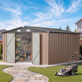 Aoxun 10x12 FT Outdoor Storage Shed with Lockable Double Door, Light Brown by Aoxun