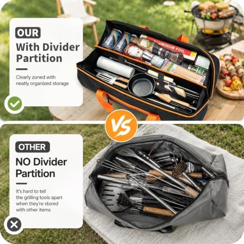 22'' Grill Tool Storage Bag with Inner Divider, BBQ Tool Storage - Image 3
