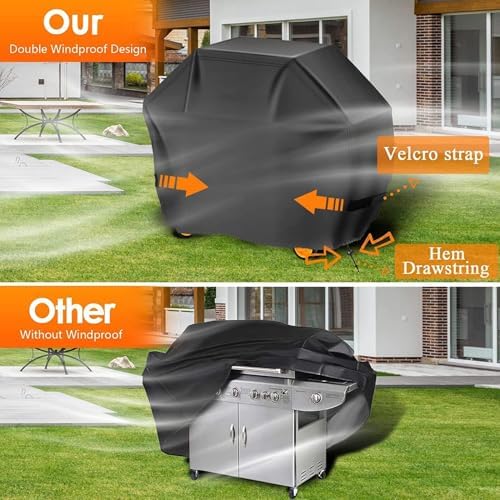 Aoretic Grill Cover, 60 inch BBQ Gas Grill Cover for Outdoor Grills, Charbroil Covers Barbecue Waterproof, Anti-UV for Weber Char-Broil Monument, Dyna-glo Nexgrill - Image 4
