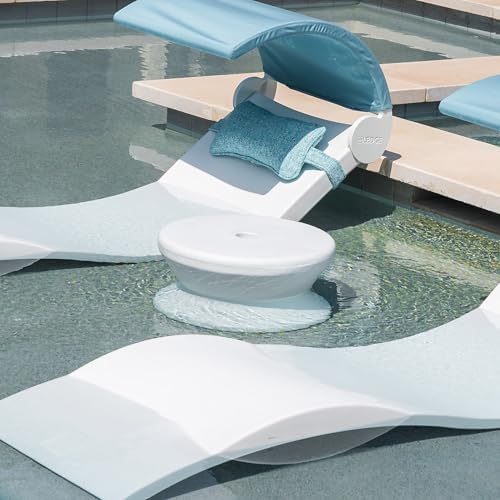 Ledge Lounger in-Pool Side Table with Umbrella Hole (Cloud) - Image 2