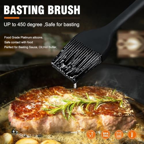 Walfos Pastry Brush, 600℉ Heat Resistant Silicone Basting Small Brush For Baking Cooking BBQ Kitchen king, Desserts, BPA Free&Dishwasher Safe - Image 4