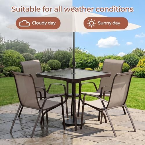 TLSUNNY 5 Pieces Patio Dining Set for 4, Glass Table and Textilene Chair - Image 6