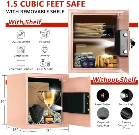 Voncabay Money Safe Box for Home with Digital Keypad, 1.5 Cu. Ft., Khaki - Image 2