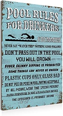 BEASTZHENG Funny Swimming Pool Rules for Drinkers Wall Art Accessories by BEASTZHENG