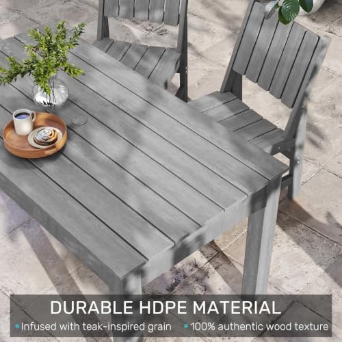 ZHUSI Patio Table, HIPS Outdoor Table with Umbrella Hole, Grey - Image 3