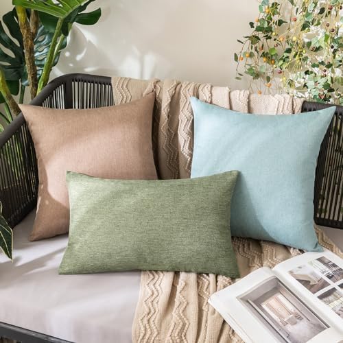 MIULEE Decorative Outdoor Pillow Covers Lumbar Waterproof 12x20 Gray Green - Image 5