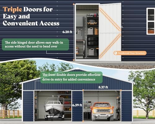 AMERLIFE 25x30x11.5 FT Outdoor Metal Garage Shed with Front Double Doors - Image 4