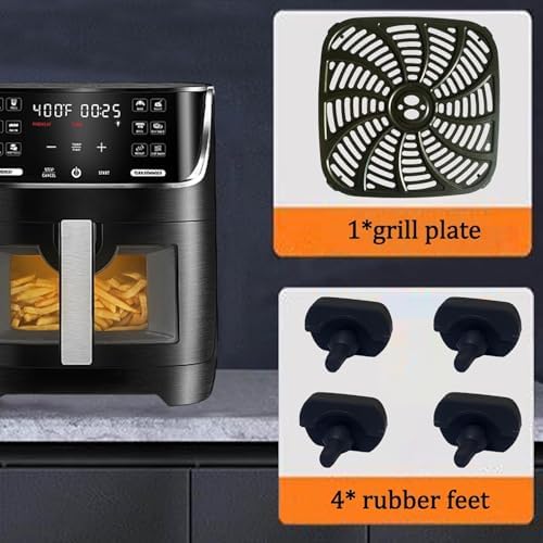8QT Square Air Fryer Tray for Gourmia GAF824 Air Fryers, Upgraded Double Layer Nonstick Coating Air Fryer Grill Pan Crisper Plate Rack Grate Shelf for 8QT Gourmia Air Fryer, Dishwasher Safe - Image 7