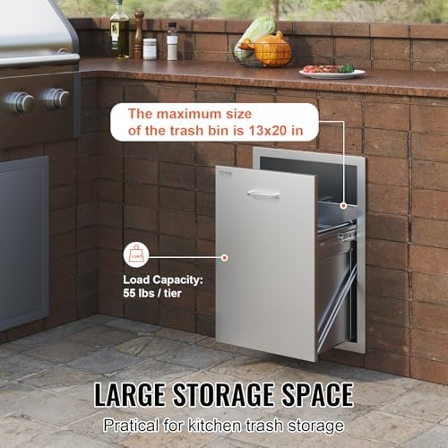 VEVOR Outdoor Kitchen Drawers 17.7"W x 25"H x 22.8"D Stainless Steel - Image 5