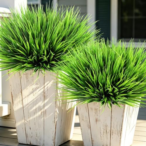 24 Bundles Fake Plants Outdoor Artificial Grass Decoration UV Resistant Faux Greenery Stems Bushes Monkey Grass for Outside Farmhouse Planters Patio Porch Window Box Pathway Garden Home Decor - Image 4