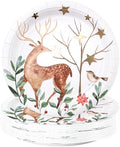 WRAPAHOLIC 25Pcs Christmas Paper Plates - 9 Inch Gold Foil Forest Reindeer Disposable Plates Decorative Dinner Plates for Christmas Party Tableware Supplies Table Decor by WRAPAHOLIC