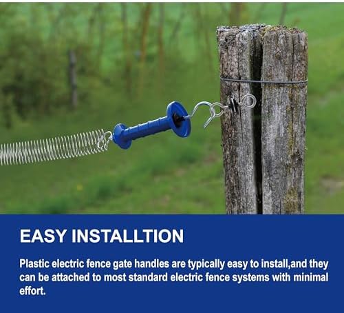 5 Pack Electric Fence Insulated Plastic gate Handle with Internal Spring and Double Ring end, Blue，for Electric Fence Gate Livestock Fence Agricultural Fencing and Pasture - Image 6