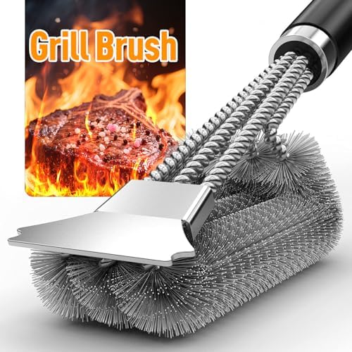 Grill Brush and Scraper, Adjustable Handle BBQ Grill Brush for Outdoor Grill，Extra Strong BBQ Cleaner Accessories for Gas/Charcoal Grilling Grates by Unknown