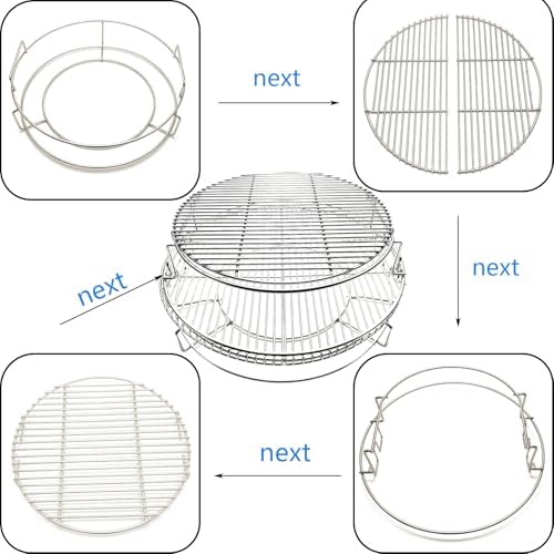 Multi-Level Base Rack Cooking Grates System for BGE, Big Green Egg XL, Kamado Joe Big Joe 24" Charcoal Grill，Round Stack Rack Grid, with Removable Cooking Expander Rack - Image 3
