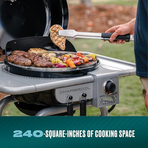 Charbroil Bistro Pro 2-in-1 Gas & Charcoal Grill with 240 Sq. In. Cooking Space, Compact Black Grill for Patio & Balcony - Image 4