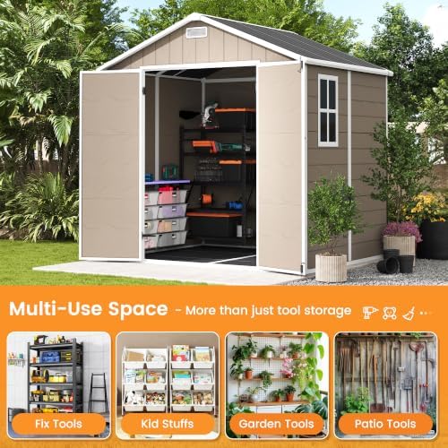 UDPATIO Resin Storage Shed 8 x 6 FT, Plastic Outdoor Storage Shed for Patio - Image 5